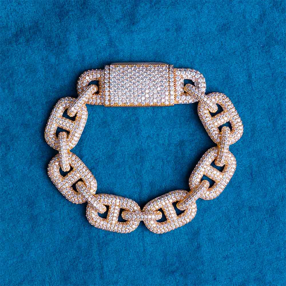 16MM Unique Sterling Silver Hip Hop Miami Moissanite Mariner Link Bracelet for fashions