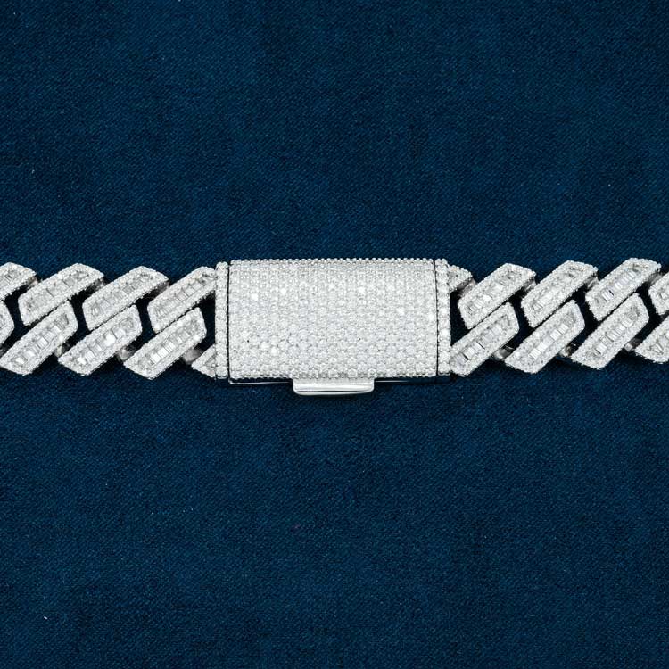 18MM Unique Silver Moissanite Cuban Link Chain For Jewelry Fashion