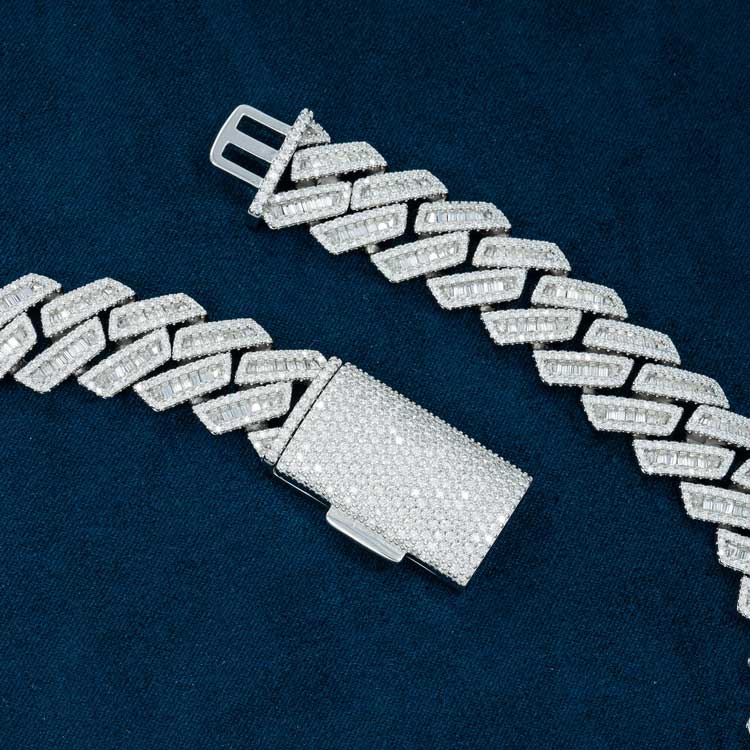 18MM Unique Silver Moissanite Cuban Link Chain For Jewelry Fashion