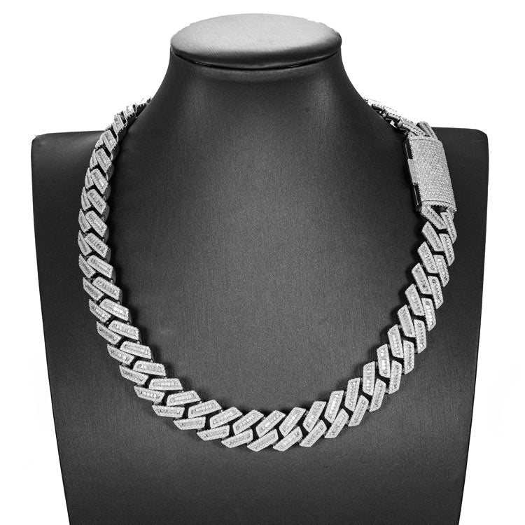 18MM Unique Silver Moissanite Cuban Link Chain For Jewelry Fashion