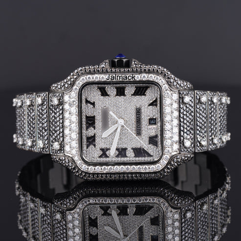 VVS1 40MM Cartier Fully Bust Down Diamond Watch, Customized Moissanite Studded Watch