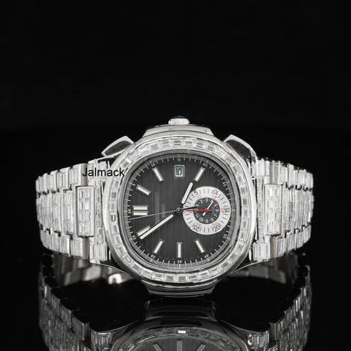 41MM Rose Gold Plated Luxury Bust Down Moissanite Diamond Automatic Watch, Customized Moissanite Studded Watch