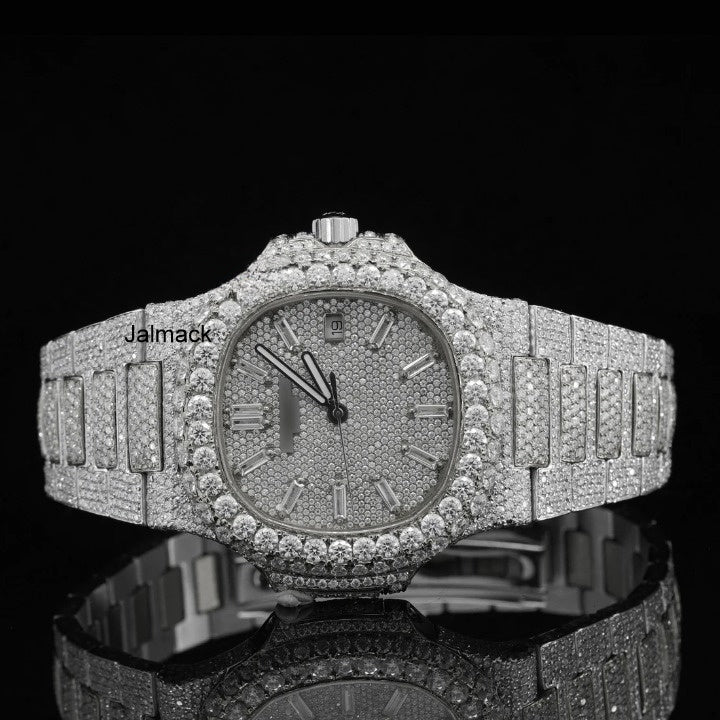 Two Tone 41MM Luxury Bust Down Moissanite Diamond Automatic Watch, Customized Moissanite Studded Watch