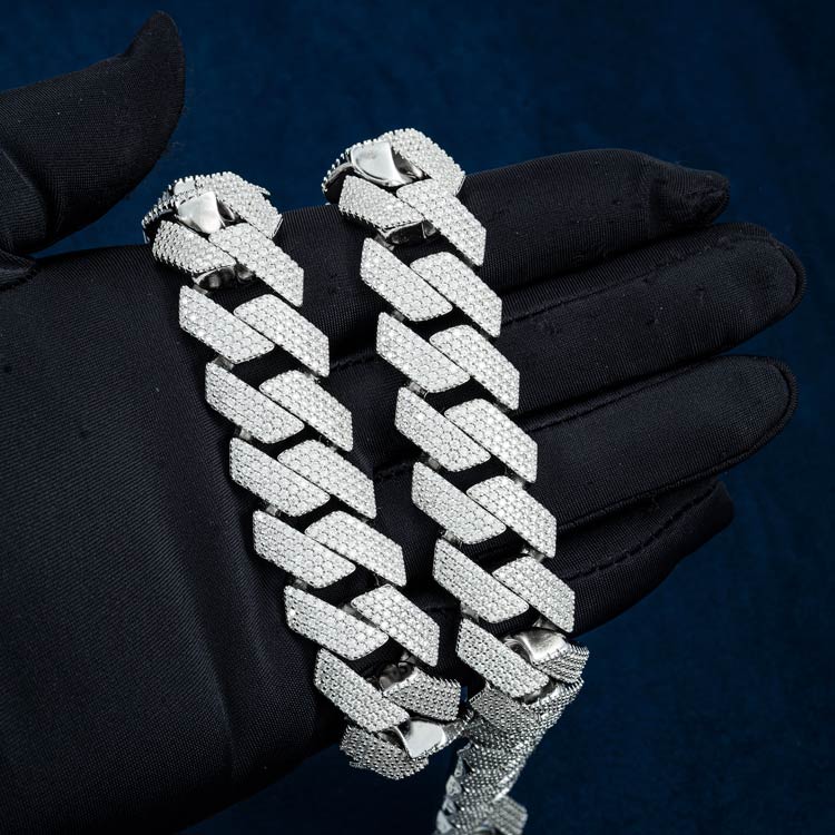 20MM Luxury Sterling Silver moissanite Cuban Link Chain For Men's Jewelry