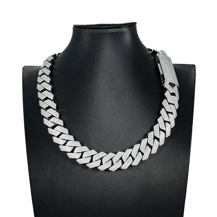 20MM Luxury Sterling Silver moissanite Cuban Link Chain For Men's Jewelry