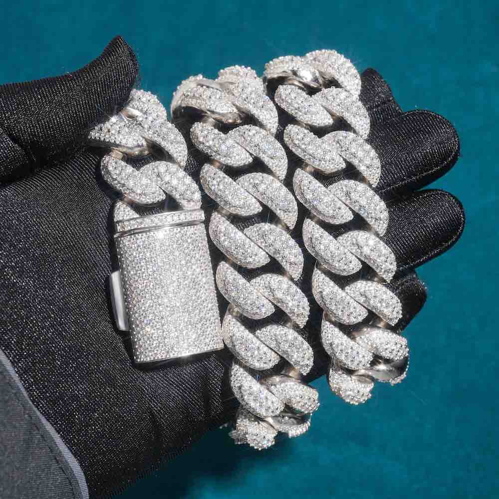 23MM Brilliant Sterling Silver Moissanite Cuban Link Hip Hop Chain For Men's Fashions