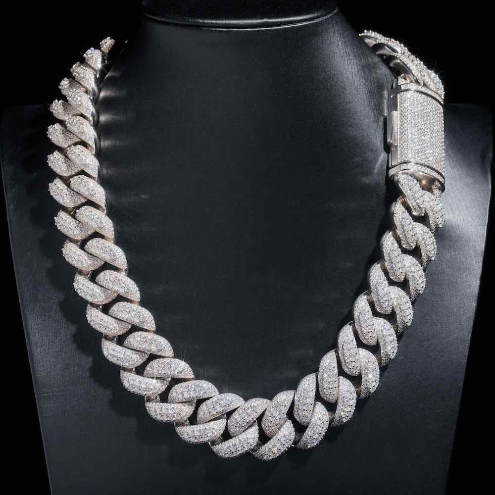 23MM Brilliant Sterling Silver Moissanite Cuban Link Hip Hop Chain For Men's Fashions