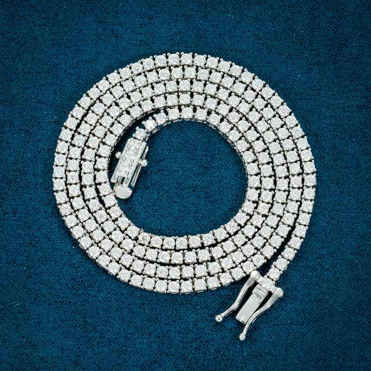 2MM Sterling Silver Hip hop Moissanite tennis Chain