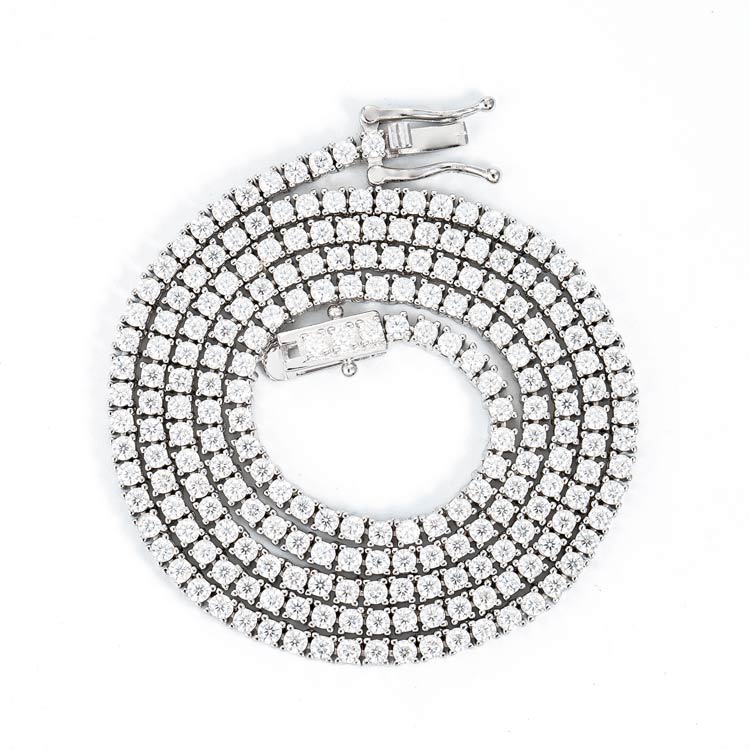 2MM Sterling Silver Hip hop Moissanite tennis Chain