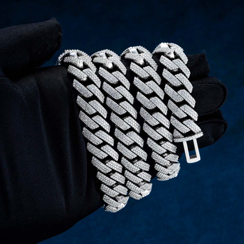 15MM Men's 925 Silver Moissanite Cuban Link Chain