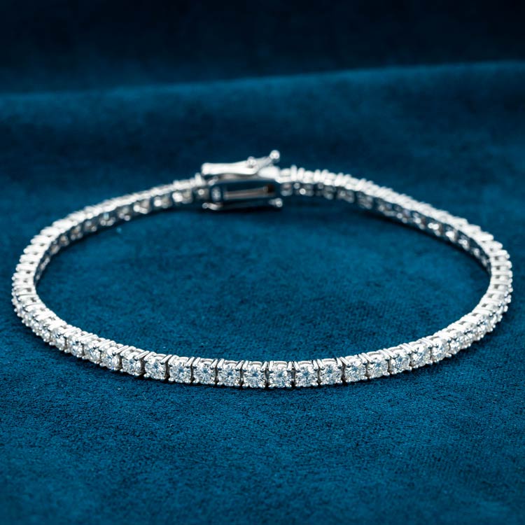 Classic 3MM 10k White Gold Hip hop Moissanite Tennis Bracelet