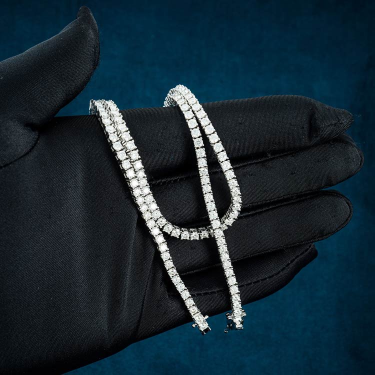 3MM Sterling Silver Moissanite Diamond Tennis Chain