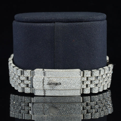 Customized Moissanite Studded Watch, 41MM Date Just fully Bust down Moissanite Diamond Watch