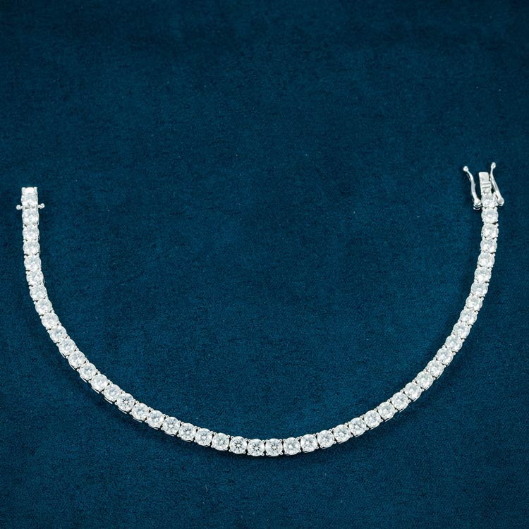 4MM Brilliant 925 Sterling Silver Moissanite Tennis Bracelet for Jewelry Fashion's