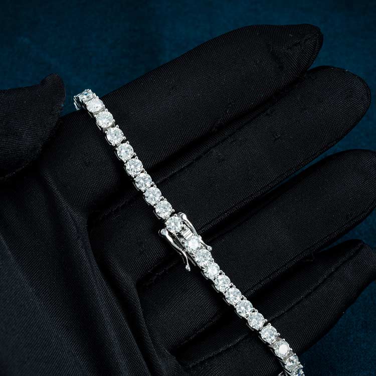 4MM Brilliant 925 Sterling Silver Moissanite Tennis Bracelet for Jewelry Fashion's