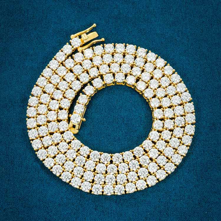 4MM Yellow Gold Plated Moissanite Tennis Chain