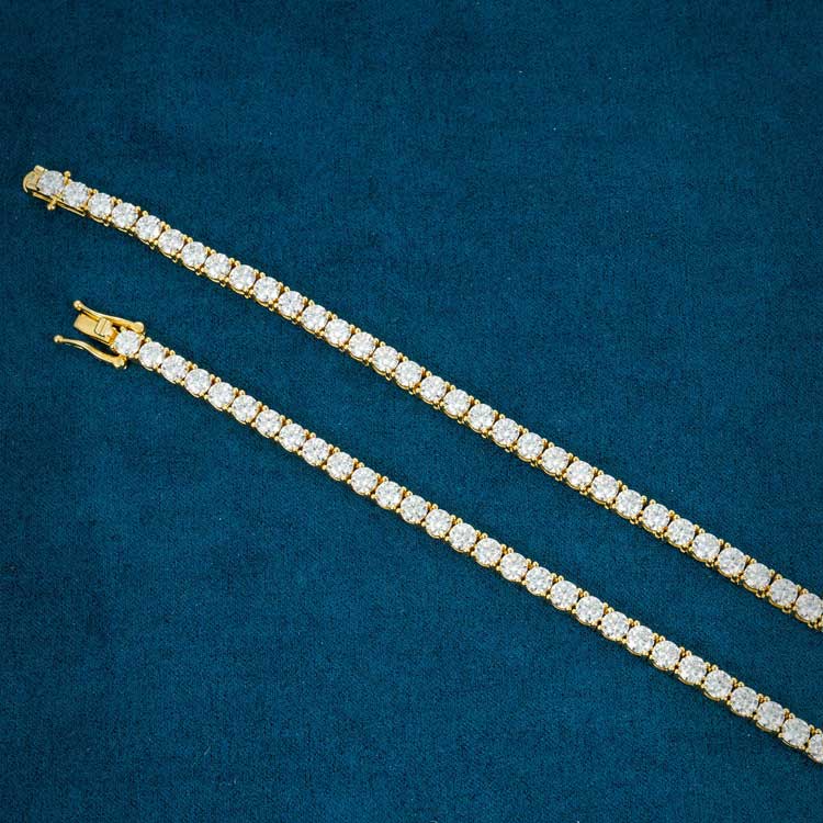 4MM Yellow Gold Plated Moissanite Tennis Chain