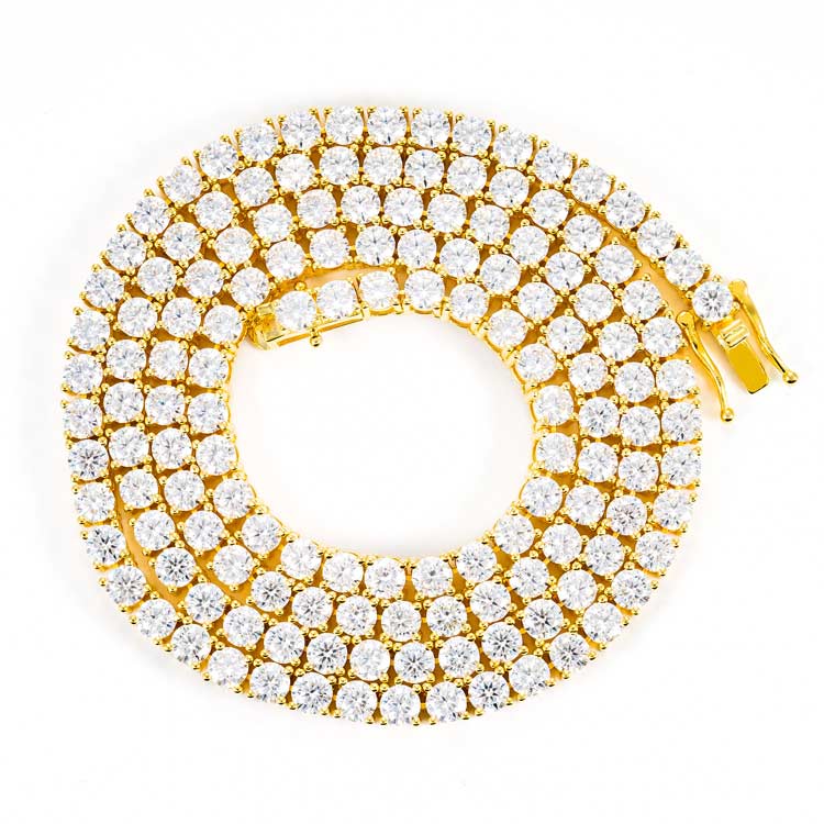 4MM Yellow Gold Plated Moissanite Tennis Chain