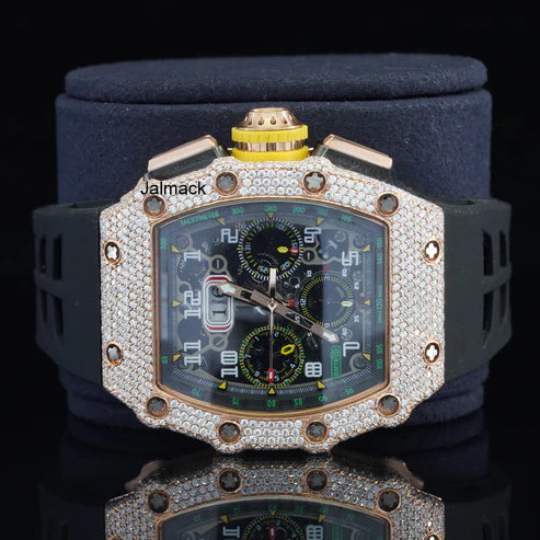 Luxury Moissanite Diamond Watch, Customized Moissanite Studded Watch
