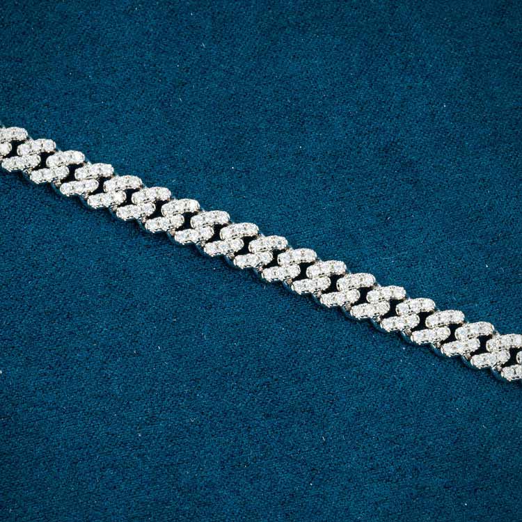 6MM Sterling Silver Moissanite Diamond Hip Hop Miami Cuban Link Bracelet