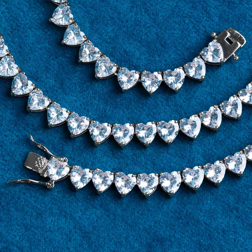 6MM Classic Heart Shaped Moissanite Tennis chain For Anniversary gift