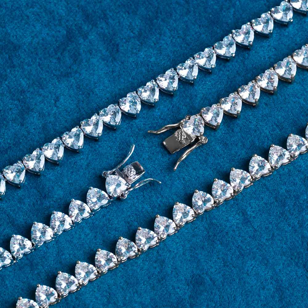 6MM Classic Heart Shaped Moissanite Tennis chain For Anniversary gift