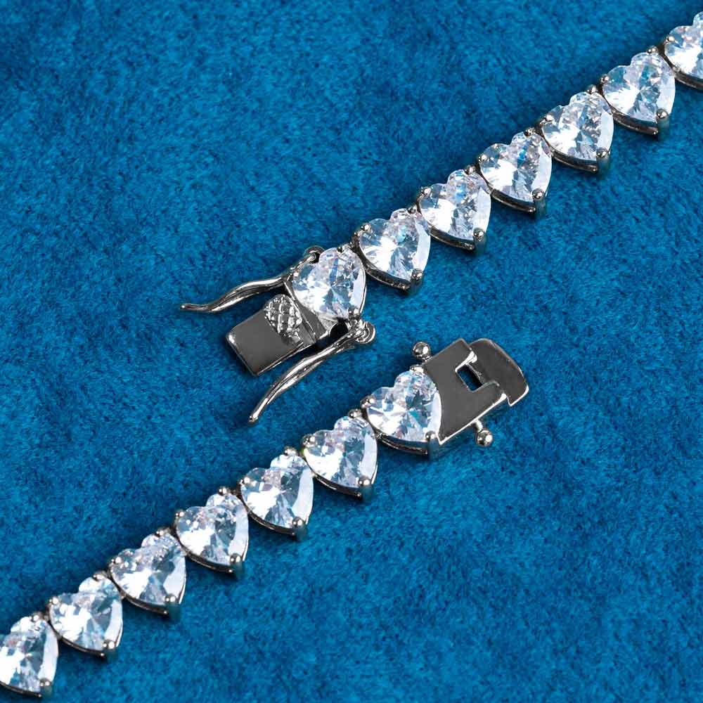 6MM Classic Heart Shaped Moissanite Tennis chain For Anniversary gift