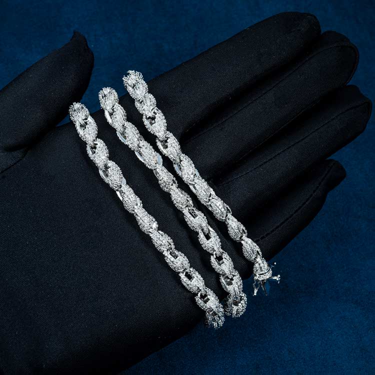 7MM 925 Sterling Silver Moissanite Rope Chain Necklace