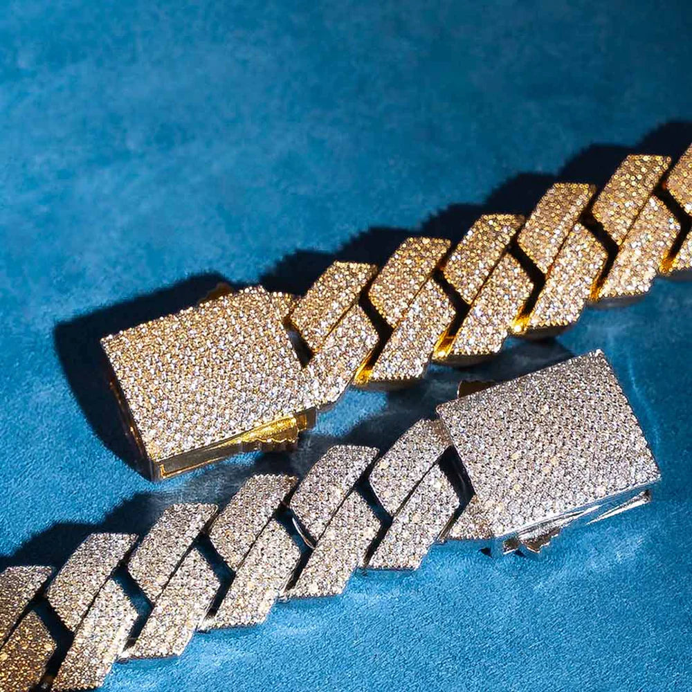 20MM Sparkling Yellow Gold Plated Moissanite Cuban Link Bracelet For jewelry fashion's