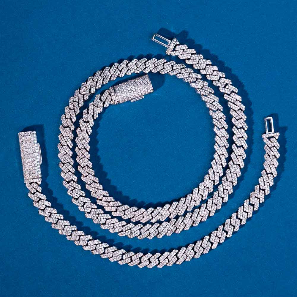 8MM Sterling Silver Moissanite Diamond Hip Hop Miami Cuban Link Bracelet
