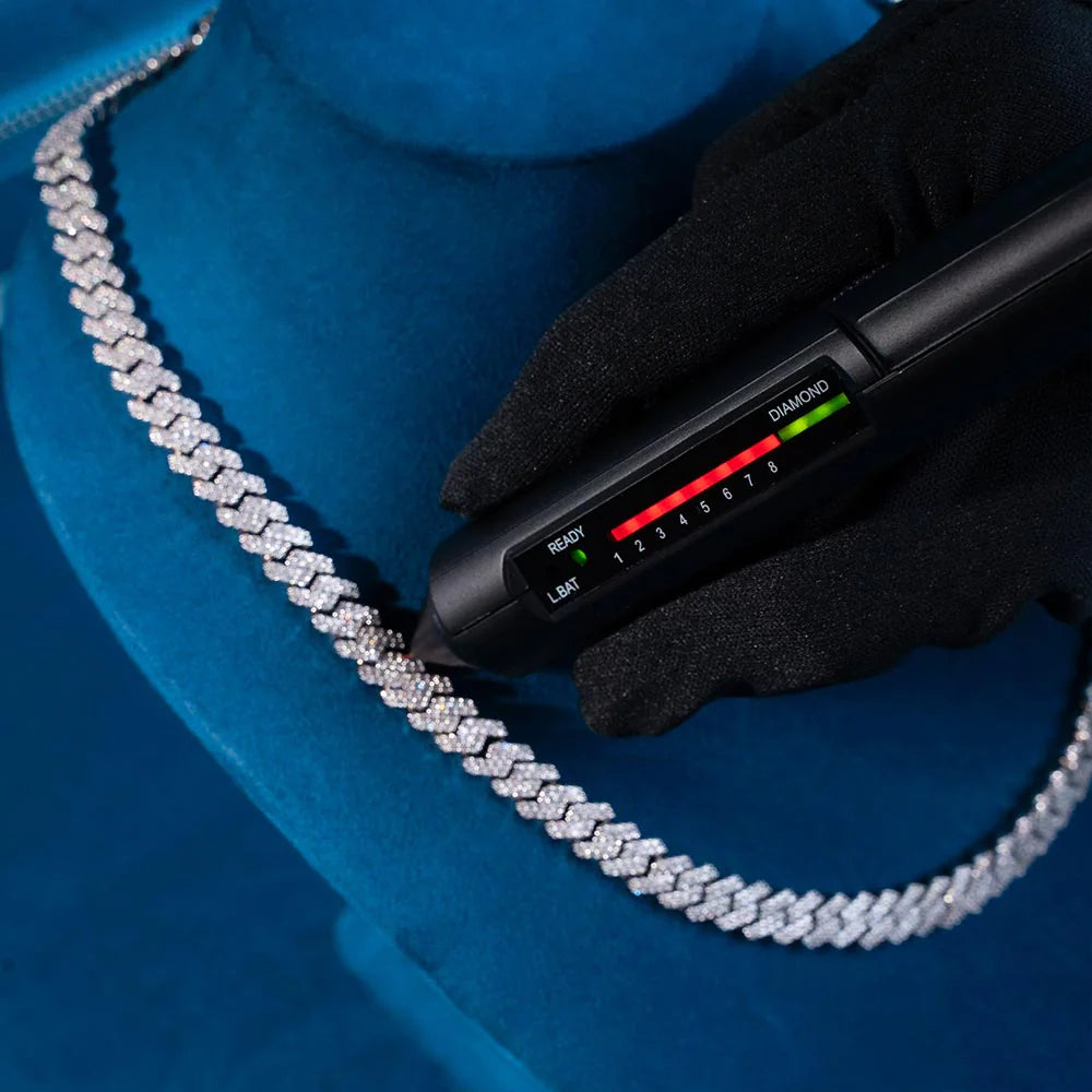 8MM Moissanite Cuban Link Chain in 925 Silver for Men's