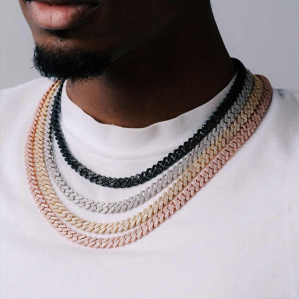 8MM Moissanite Cuban Link Chain in 925 Silver for Men's