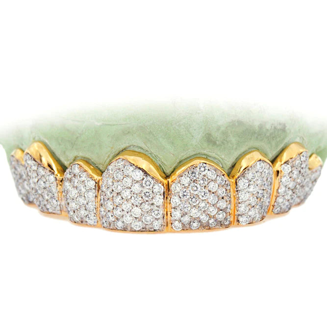 Unique 8 top and 8 bottom yellow gold plated Miami moissanite teeth Grillz for fashion's