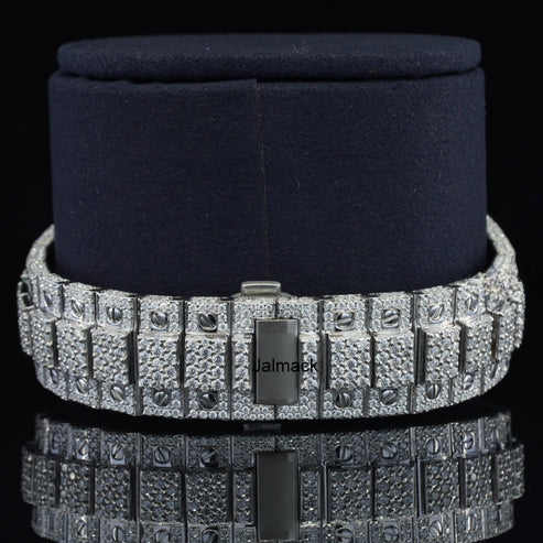 VVS1 40MM Cartier Fully Bust Down Diamond Watch, Customized Moissanite Studded Watch