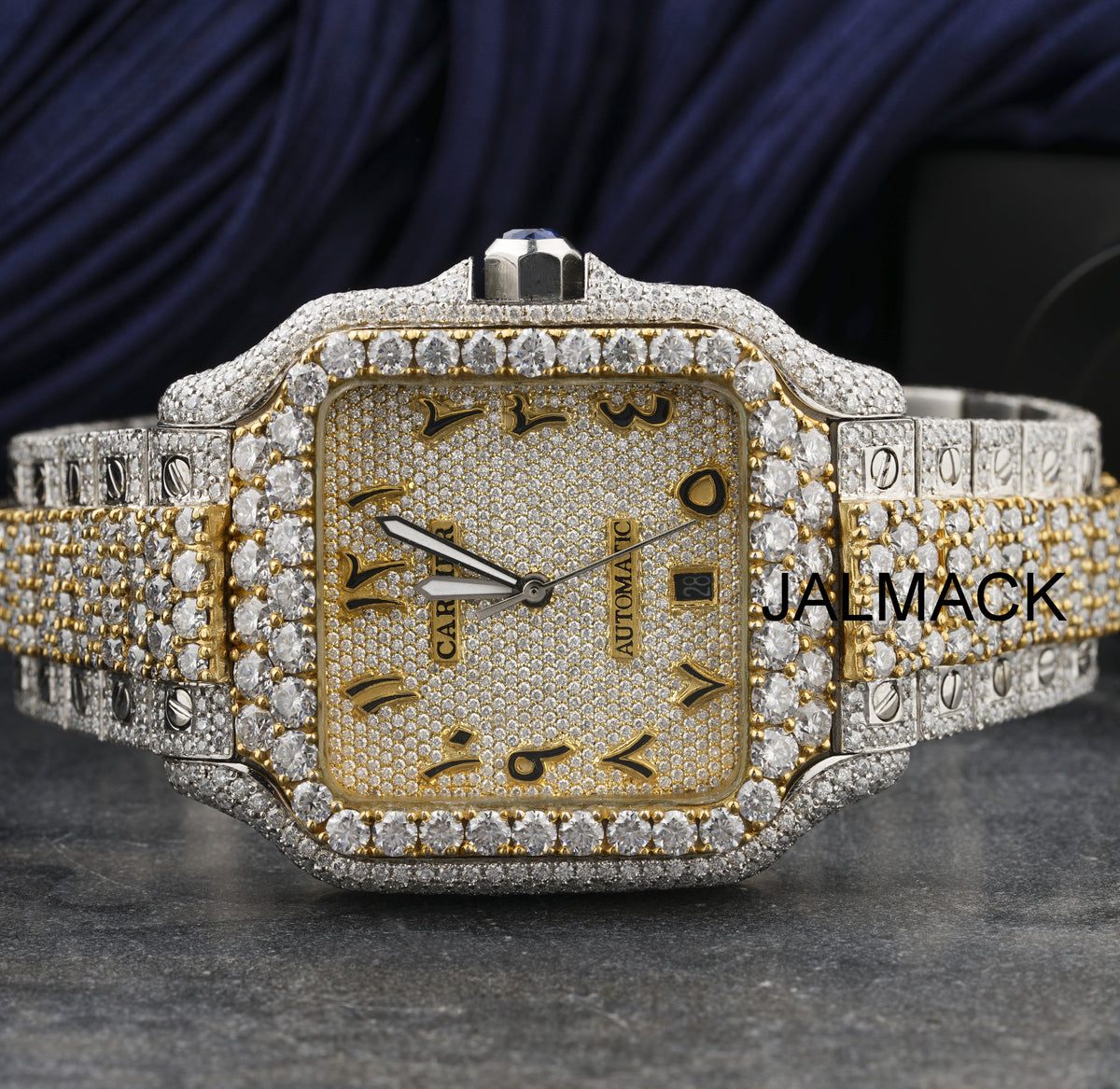 40MM Cartier Fully Iced Out Diamond Watch, Customized Moissanite Studded Watch