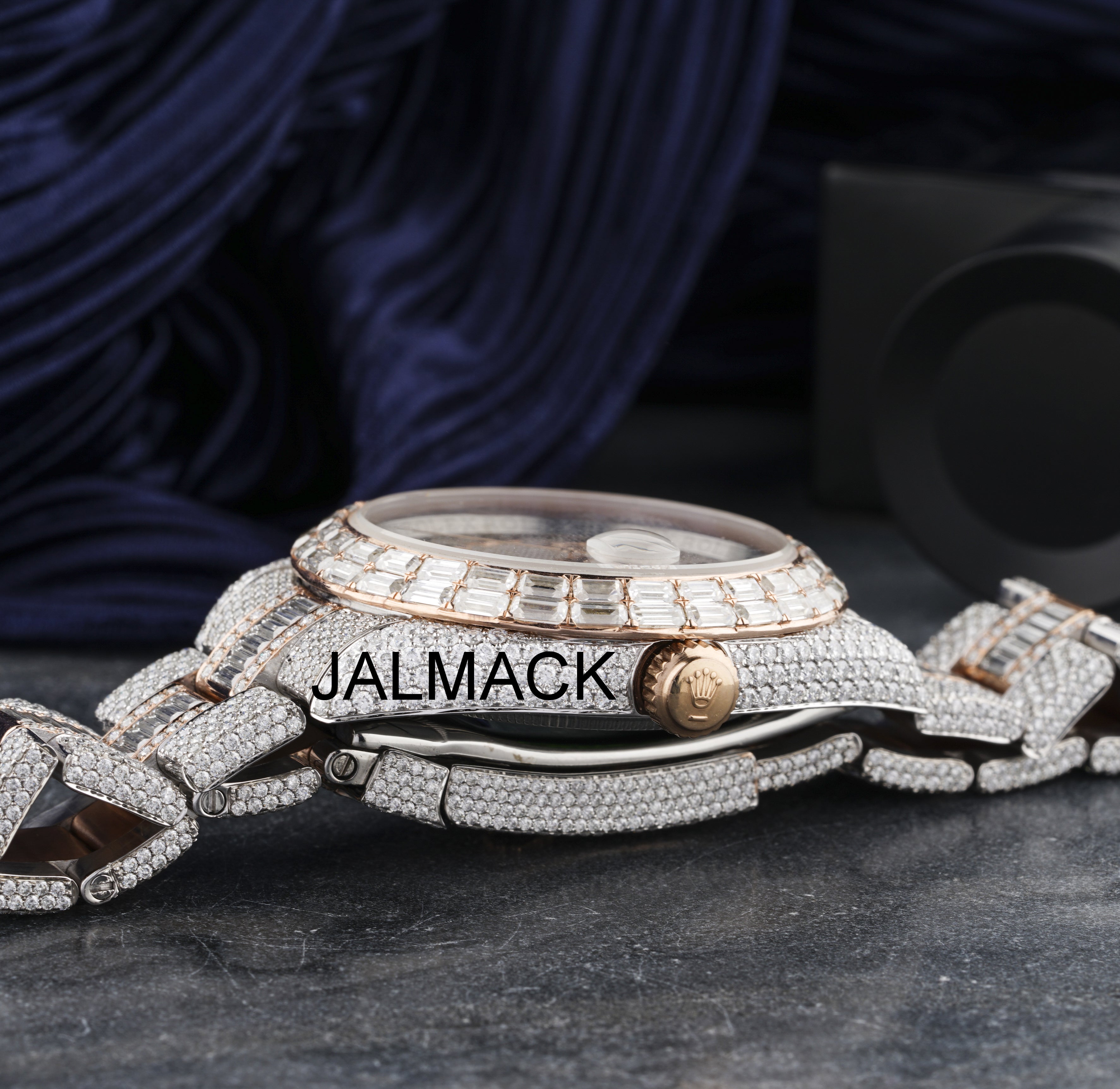 41MM Date Just Arabic full Moissanite Diamond Watch, Customized Moissanite Studded Watch
