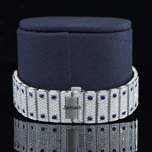VVS1 40MM Cartier Fully Bust Down Diamond Watch, Customized Moissanite Studded Watch