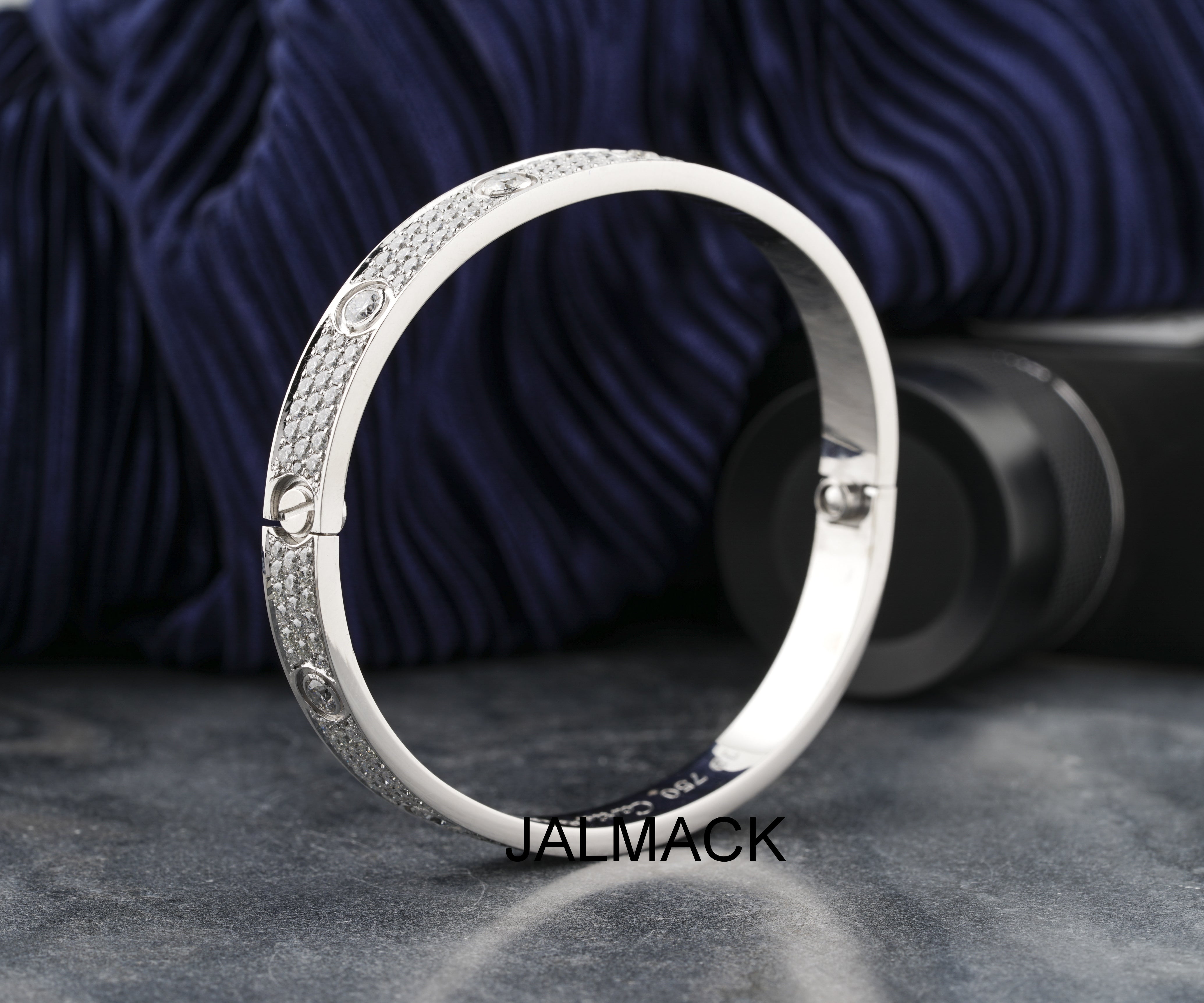 Moissanite Bangle Bracelets, White  Gold