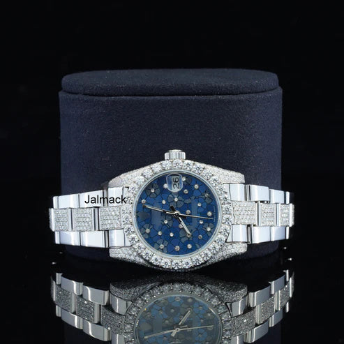 Customized Moissanite Studded Watch, 41MM Date Just fully