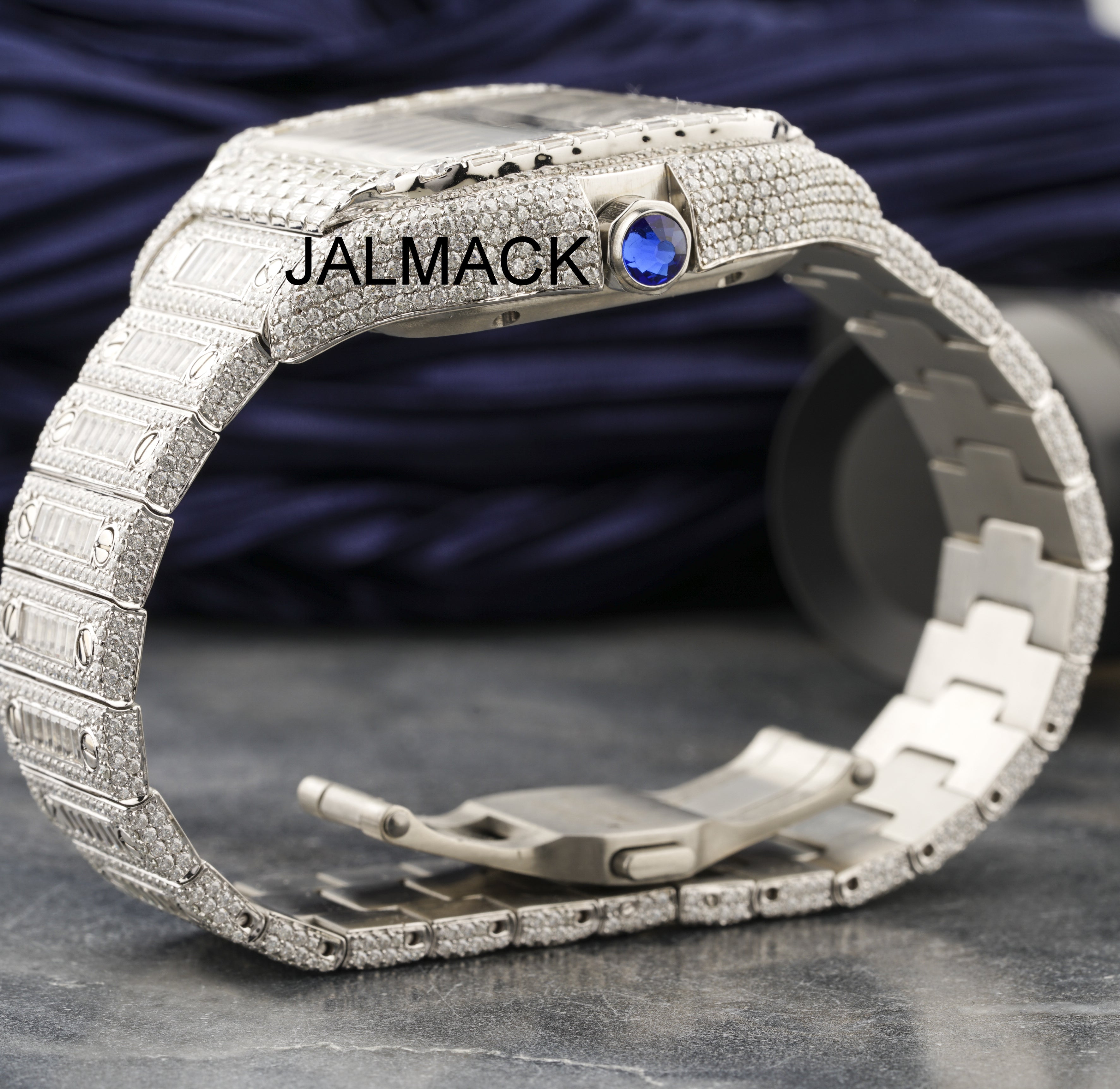 Unique 40MM Cartier Fully Iced Out Diamond Watch, Customized Moissanite Studded Watch