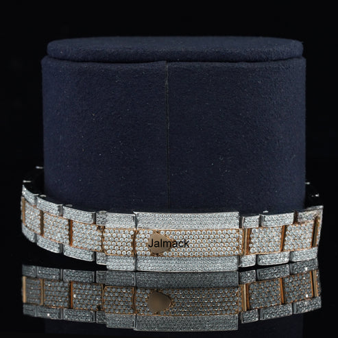 Customized Moissanite Studded Watch, 41MM Date Just fully Bust down Moissanite Diamond Watch