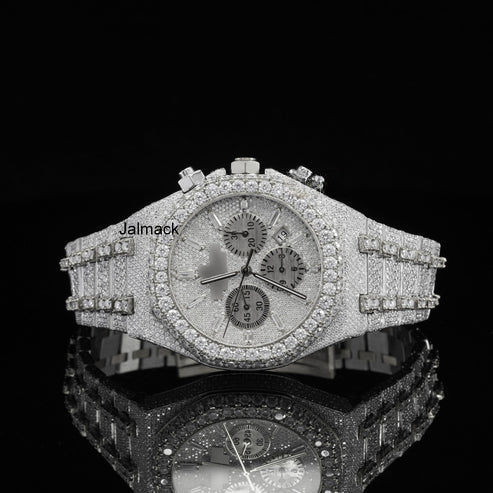 41MM Fully Iced Out VVS Moissanite Diamond Watch, Customized Moissanite Studded Watch