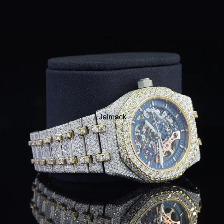 41MM Fully Iced Out VVS Moissanite Diamond Watch, Customized Moissanite Studded Watch