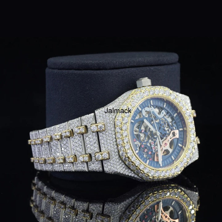 41MM Fully Iced Out VVS Moissanite Diamond Watch, Customized Moissanite Studded Watch