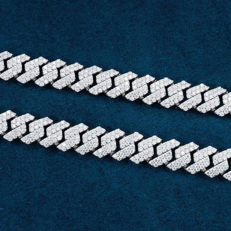 10MM 925 Sterling Silver Moissanite Cuban Link Chain