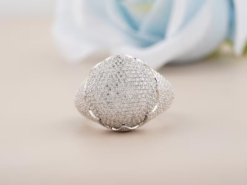 Iced Out Real Moissanite Diamond Hip Hop Ring - Hip Hop Custom Name Ring, Moissanite Diamond in Silver Ring
