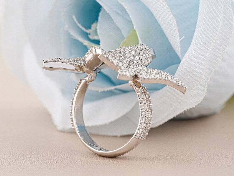 VVS1 Iced Out Moissanite Diamond Butterfly Hip hop Ring - Surprise Hip hop Ring for Her