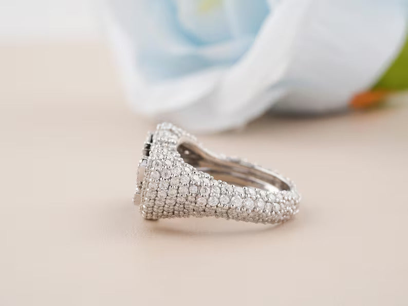 925 Silver Real Moissanite Hip Hop Ring - Personalize Hip Hop Custom Name Ring for her anniversary gift