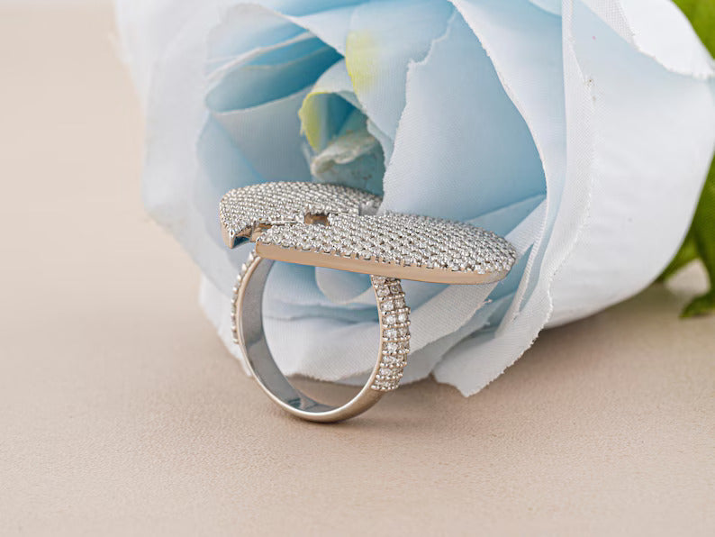Luxury Moissanite Diamond Heart Hip hop Ring - Broken Heart 925 Sterling Silver Ring for valentine's day