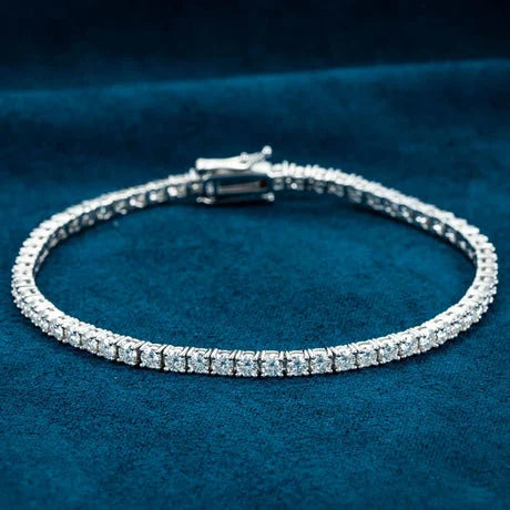 925 Sterling Silver VVS moissanite Round Diamond Hip Hop Flexible 3mm Tennis Bracelet Iced Out Custom Bling Jewelry Women Diamond Bracelet